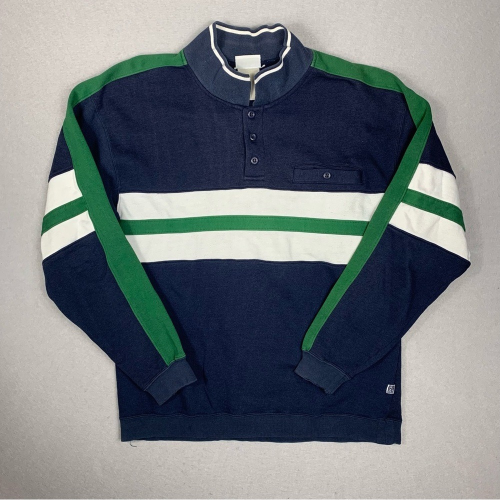 Vintage Discus Athletic Sweatshirt Mens Large Rugby Stripe Henley Colorblock 90s
